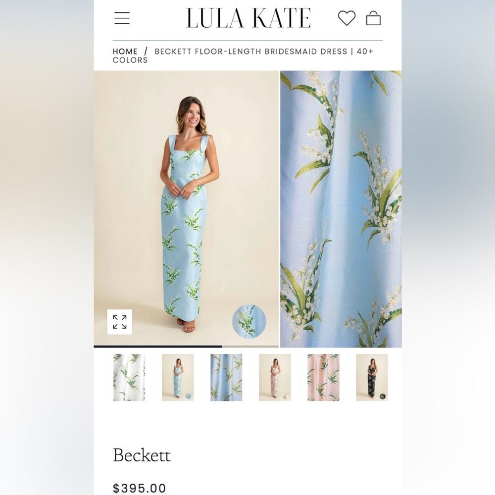 Lulakate Lily of the Valley Light Blue Square-Neck gown